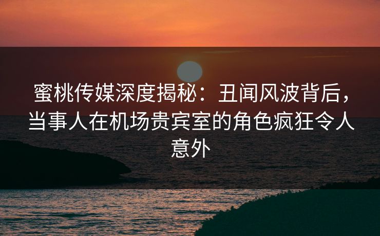 蜜桃传媒深度揭秘：丑闻风波背后，当事人在机场贵宾室的角色疯狂令人意外