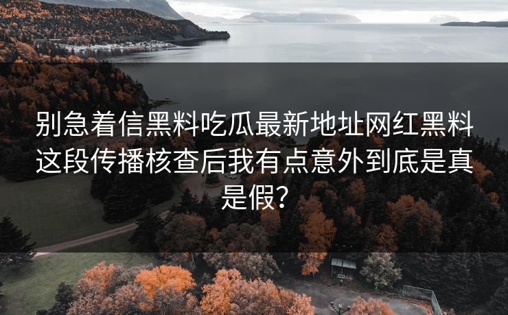 别急着信黑料吃瓜最新地址网红黑料这段传播核查后我有点意外到底是真是假？