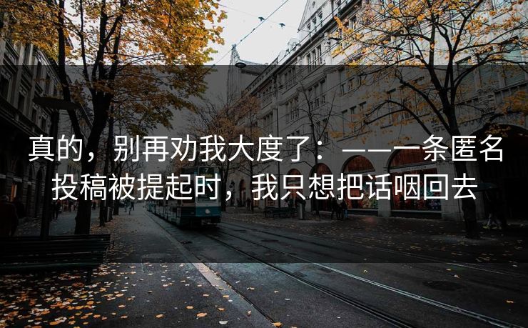 真的，别再劝我大度了：——一条匿名投稿被提起时，我只想把话咽回去